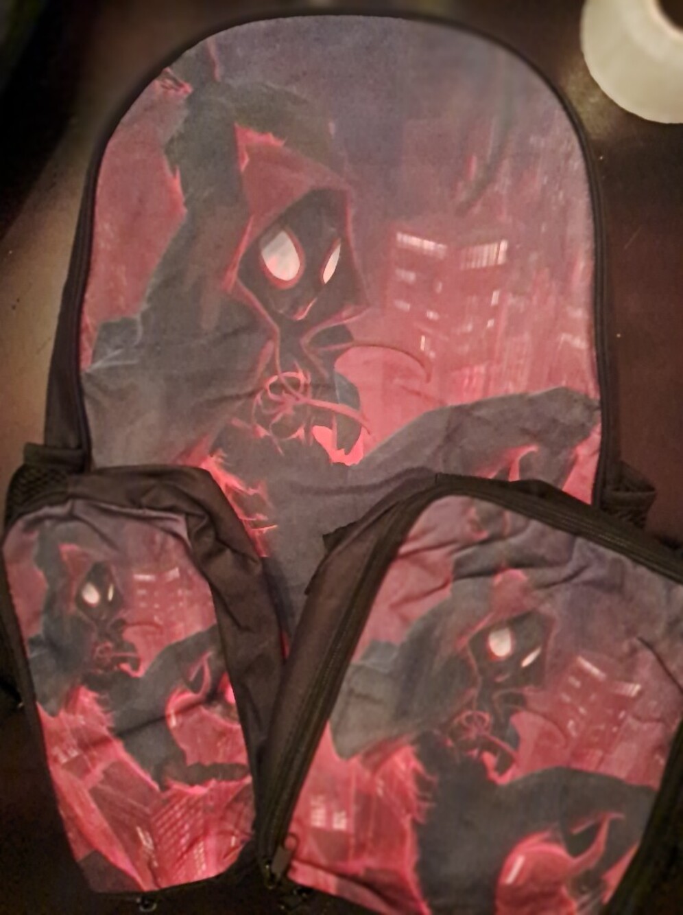 Kids Red & Black Graphic Spider Hero Backpack Set